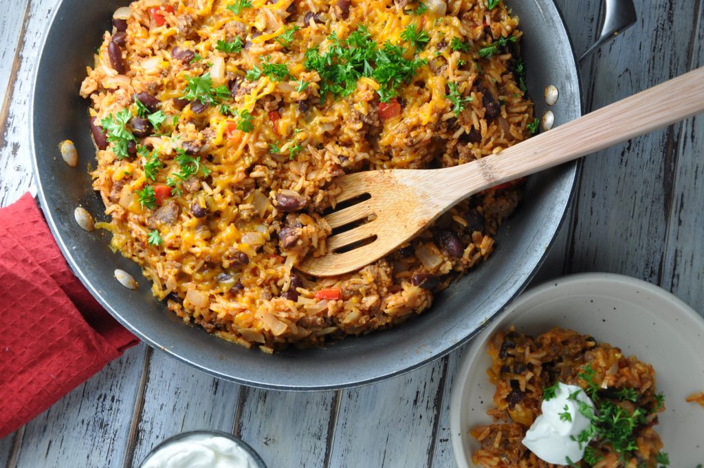 cheesy ground beef skillet